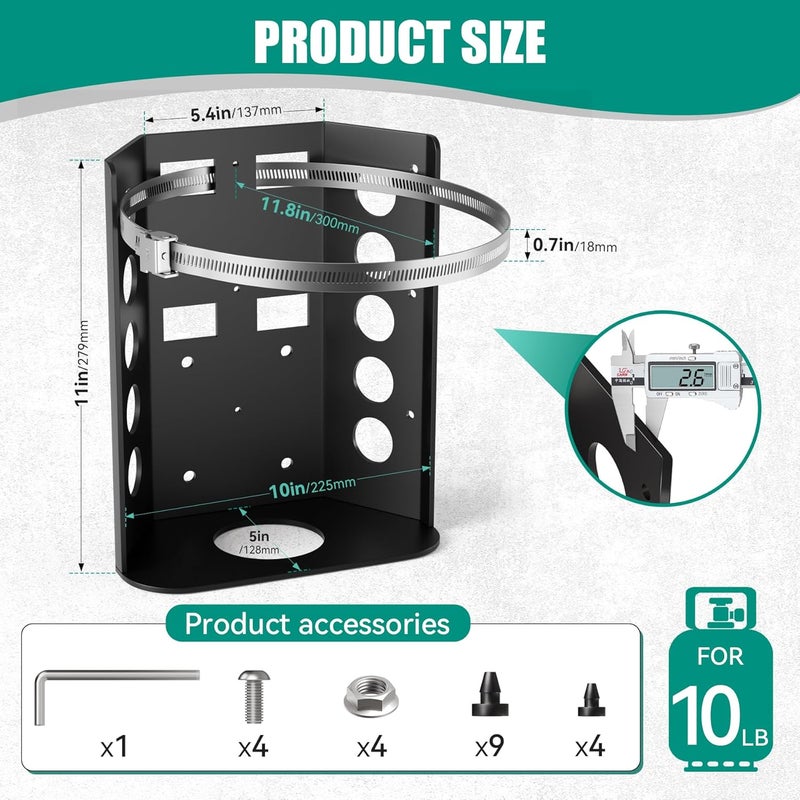 Dabolang 10lb Propane Tank Mounting Bracket,Heavy Duty Propane Tank Holder,Propane Tank Hold Down for Rv,Campervan,Travel Trailer,Jeep and Overland Vehicles - Image 2